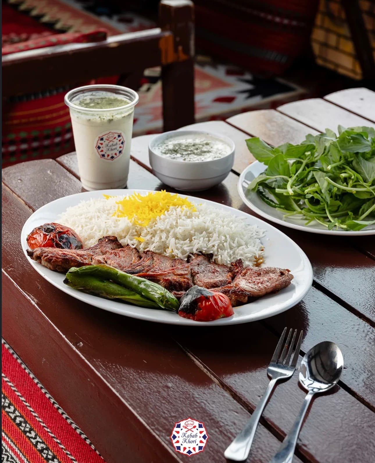 Close-up shot of Khori Special Kabab's juicy kababs, highlighting the spice blend.