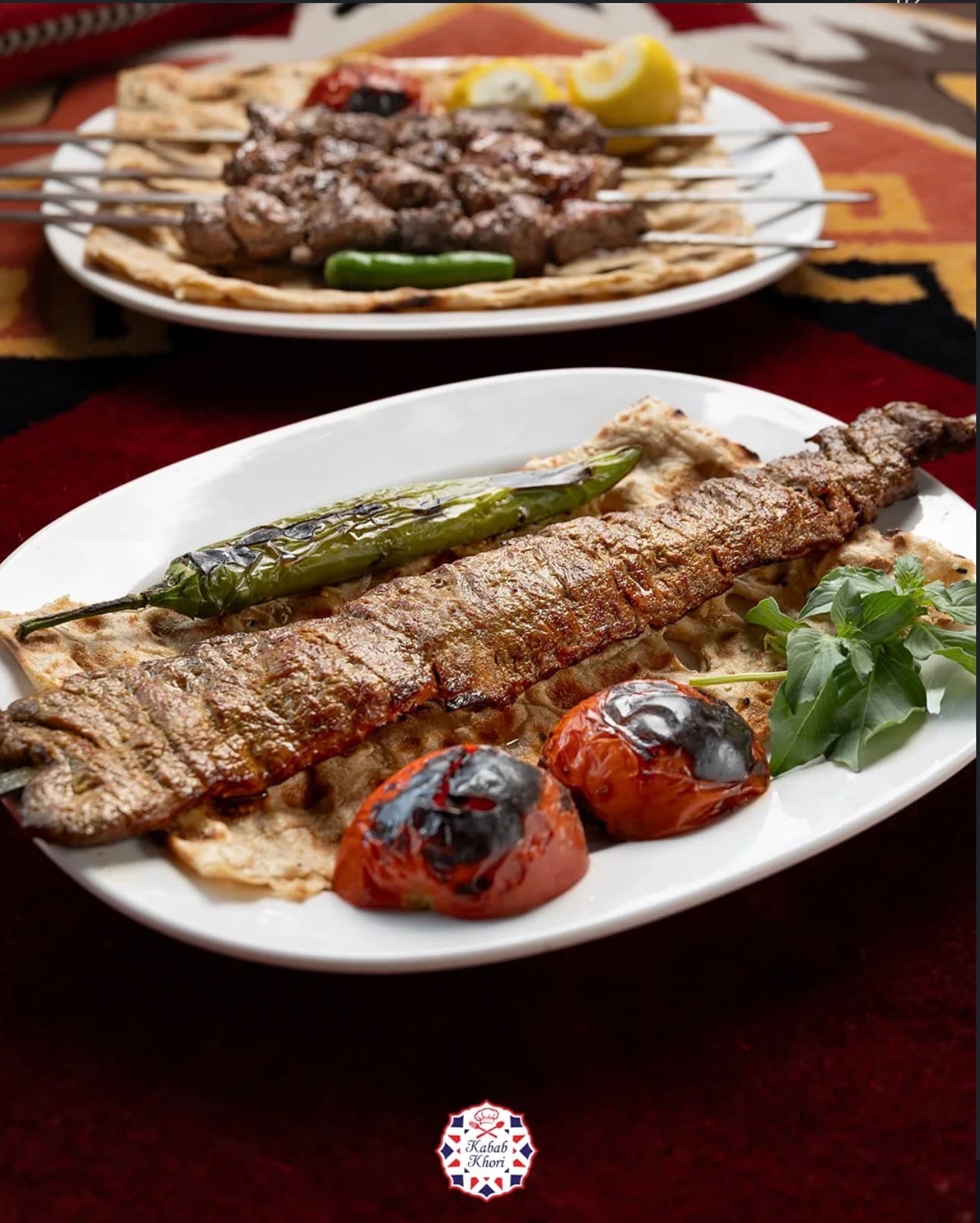 Khori Special Kabab with Mast, Salad Shirazi and Doogh